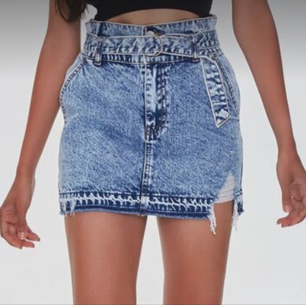 F21 Denim Paperbag Skirt